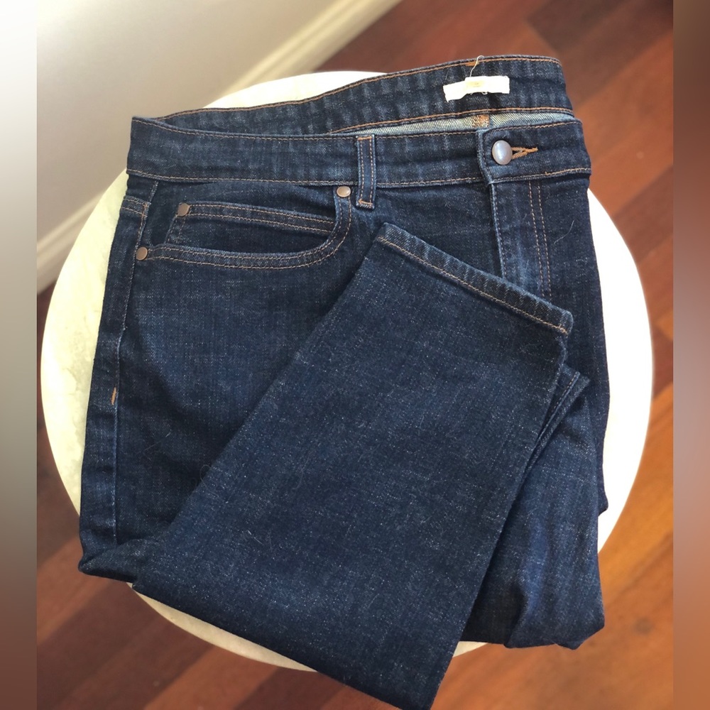 Eileen Fisher Skinny Slim Leg Jeans Dark Denim Lightweight 16